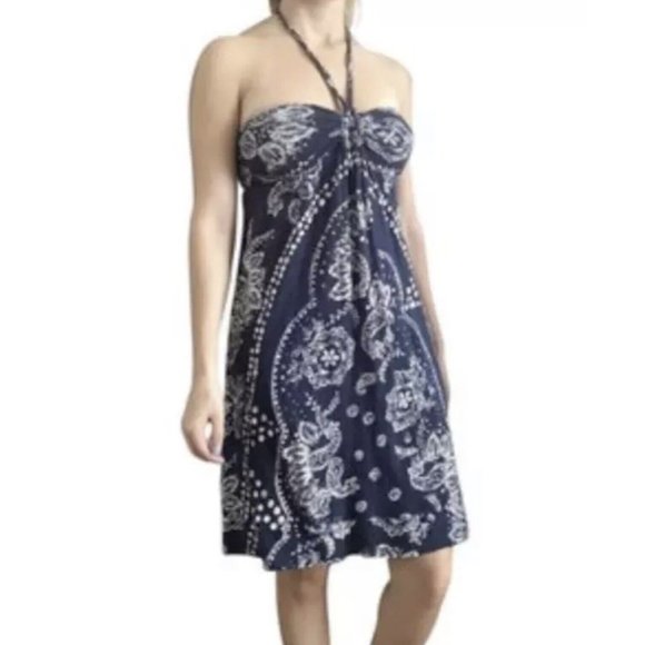 American Eagle Outfitters Dresses & Skirts - American Eagle Juniors Halter Dress Sz Small Cotton Blue Paisley Handkerchief